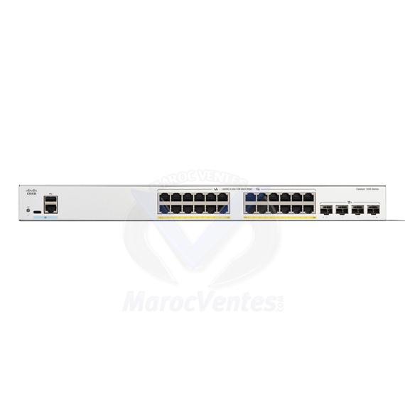 Switch Web Manageable Catalyst 24 ports PoE+ 10/100/1000 Mbps 4 SFP+ Géré Niveau 3  375 Watts Montable sur Rack C1300-24FP-4G