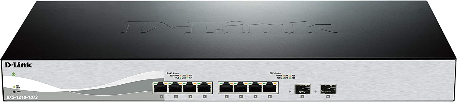Switch Smart Web Manageable Géré + 8 Ports 10 Giga Cuivre + 2 Ports 10 Giga SFP+ DXS-1210-10TS
